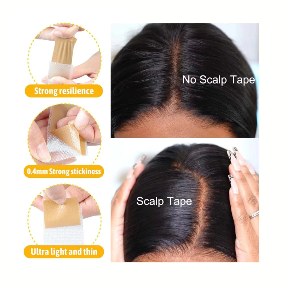 2/5/10 pcs Fake Scalp Tape For Lace Wigs, Realistic Looking Parting Silicone Scar Tape With Knots Natural & Easy to Use