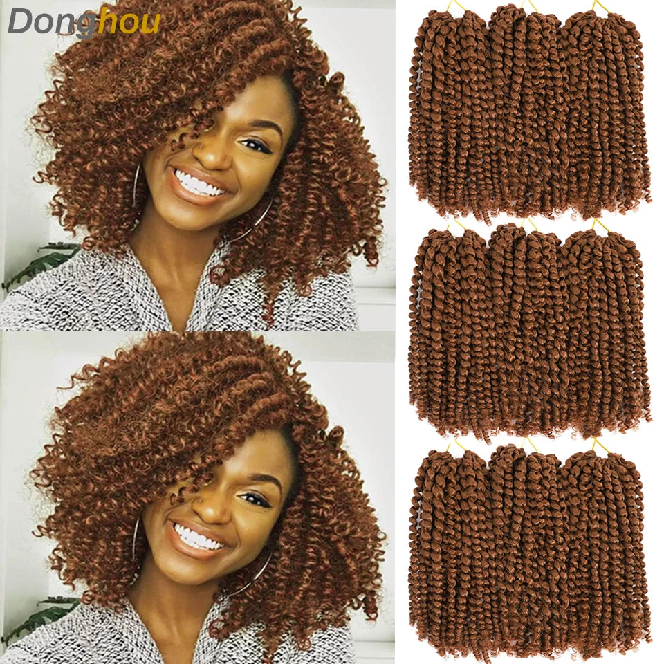 8 Inch Curly Passion Twist Synthetic Crochet Hair - Various Colors Available