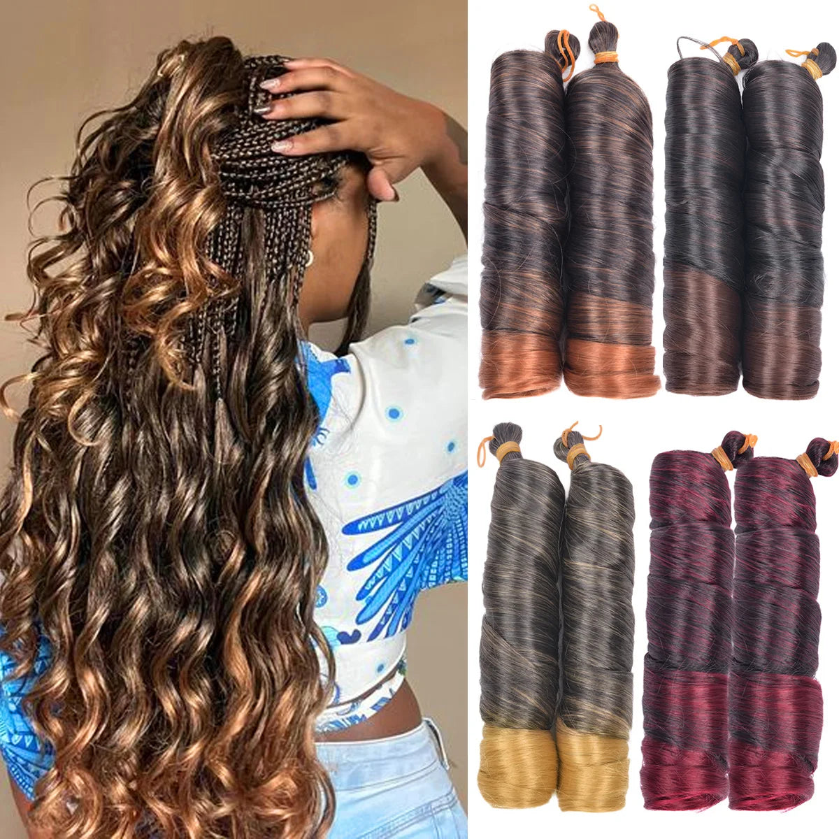Loose French Spiral Curl Synthetic Pre-Stretched Braiding Hair