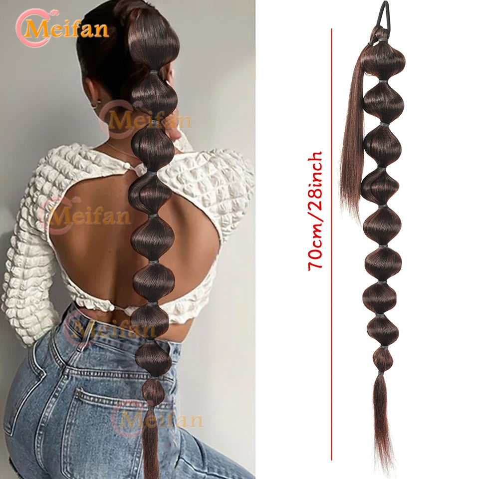 Synthetic Long Bubble Braid Wrap Around Ponytails