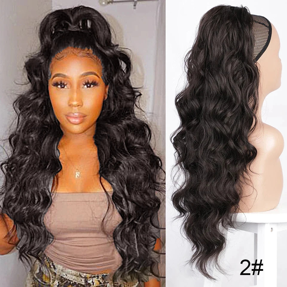 Synthetic Claw Clip In Short Curly Ponytails