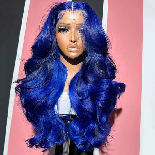 Brazilian Body Wave Dark Blue -  Pre Plucked Transparent Lace Frontal Human Hair Wig