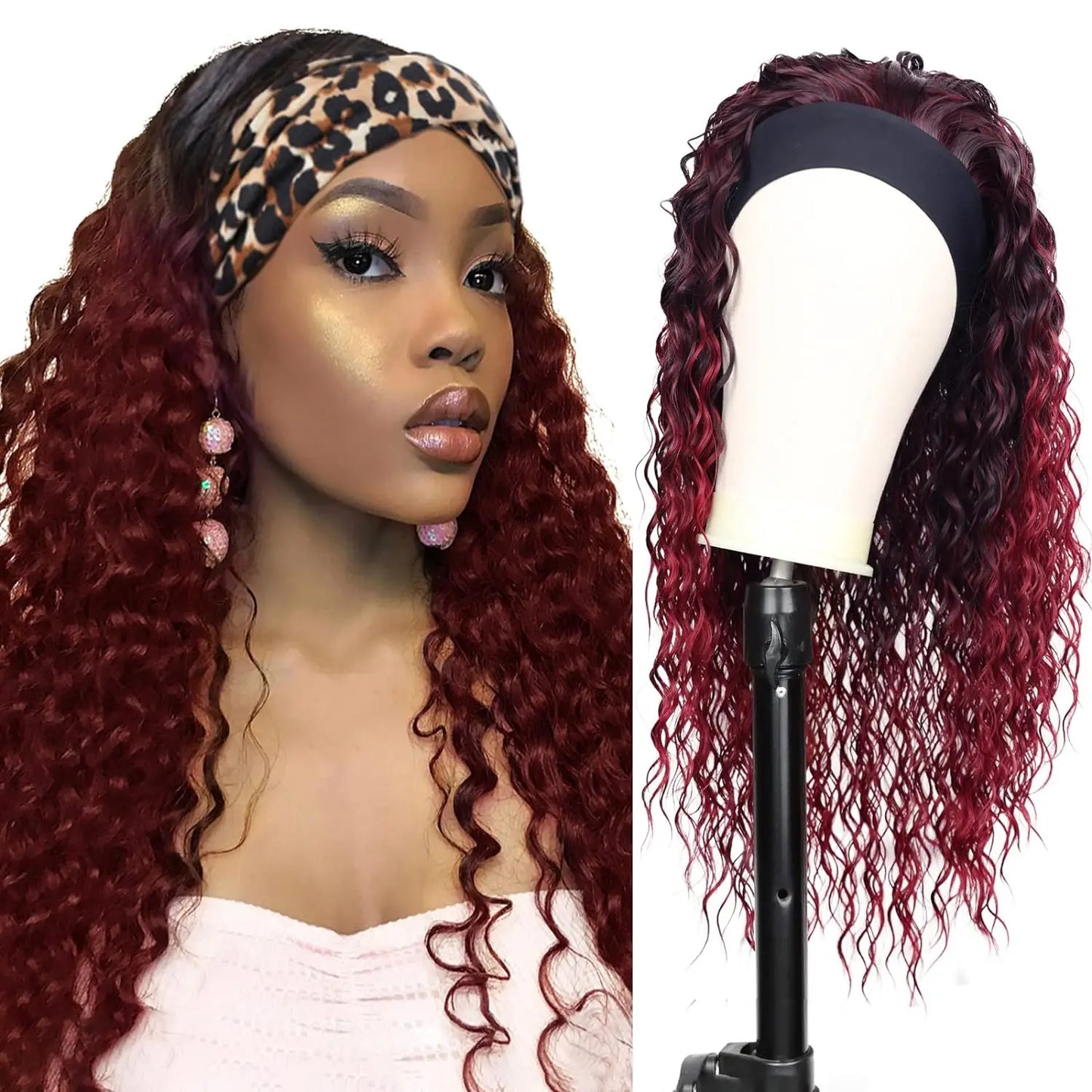 G&T Synthetic Headband Wet and Wavy Curly Wigs