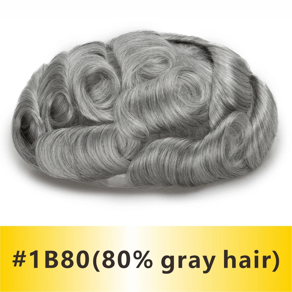Natural Hairline Toupee Human Hair Double Knots Hair System - Various Options Available