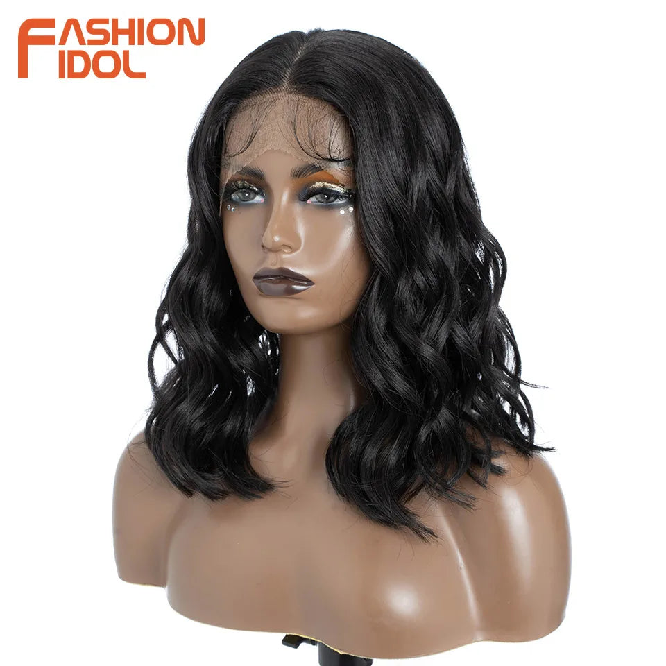 FASHION IDOL 12 Inch Bob Body Wave 13x7 HD Lace Front Synthetic Wigs - Various Colors Available