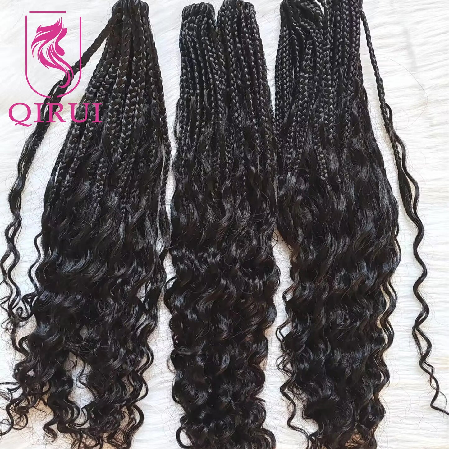 Crochet Boho Curly Human Hair Braids - Pre Looped