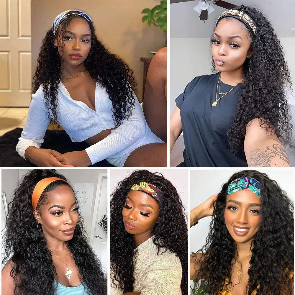 G&T Synthetic Headband Wet and Wavy Curly Wigs