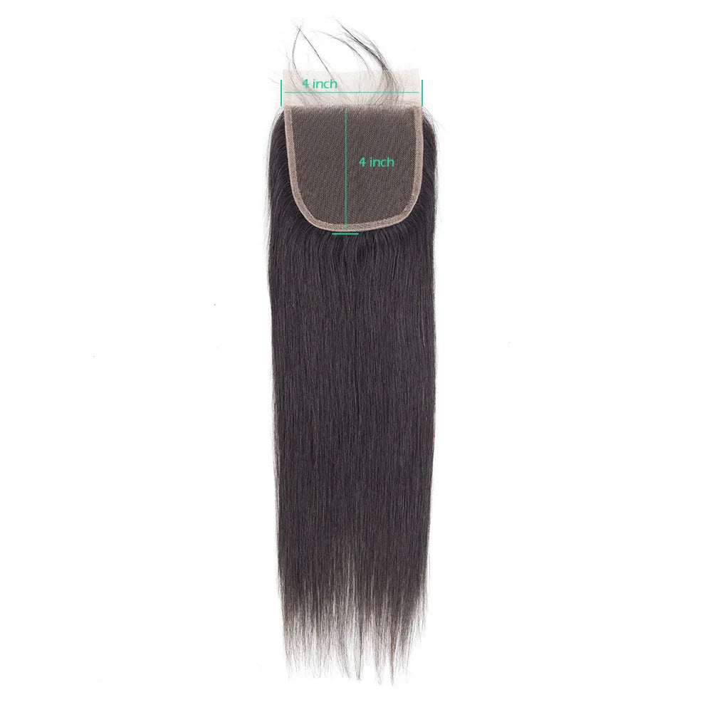 Brazilian Straight 13x6 Lace Frontal or  Pre-plucked Transparent 2x6 HD Lace Closure Human Hair