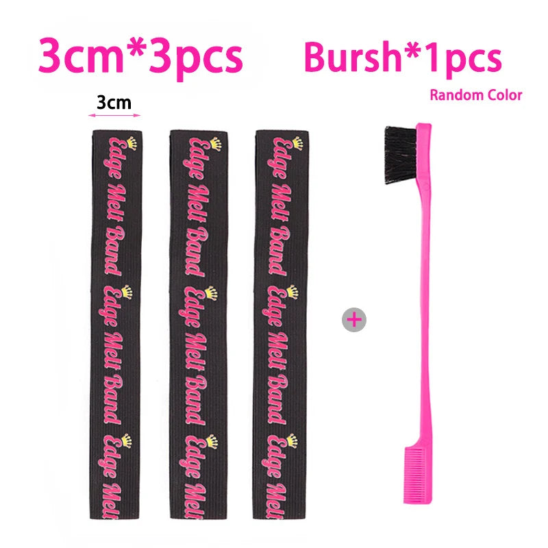 3PC Elastic Melting Lace Headband With Edge Brush/Comb