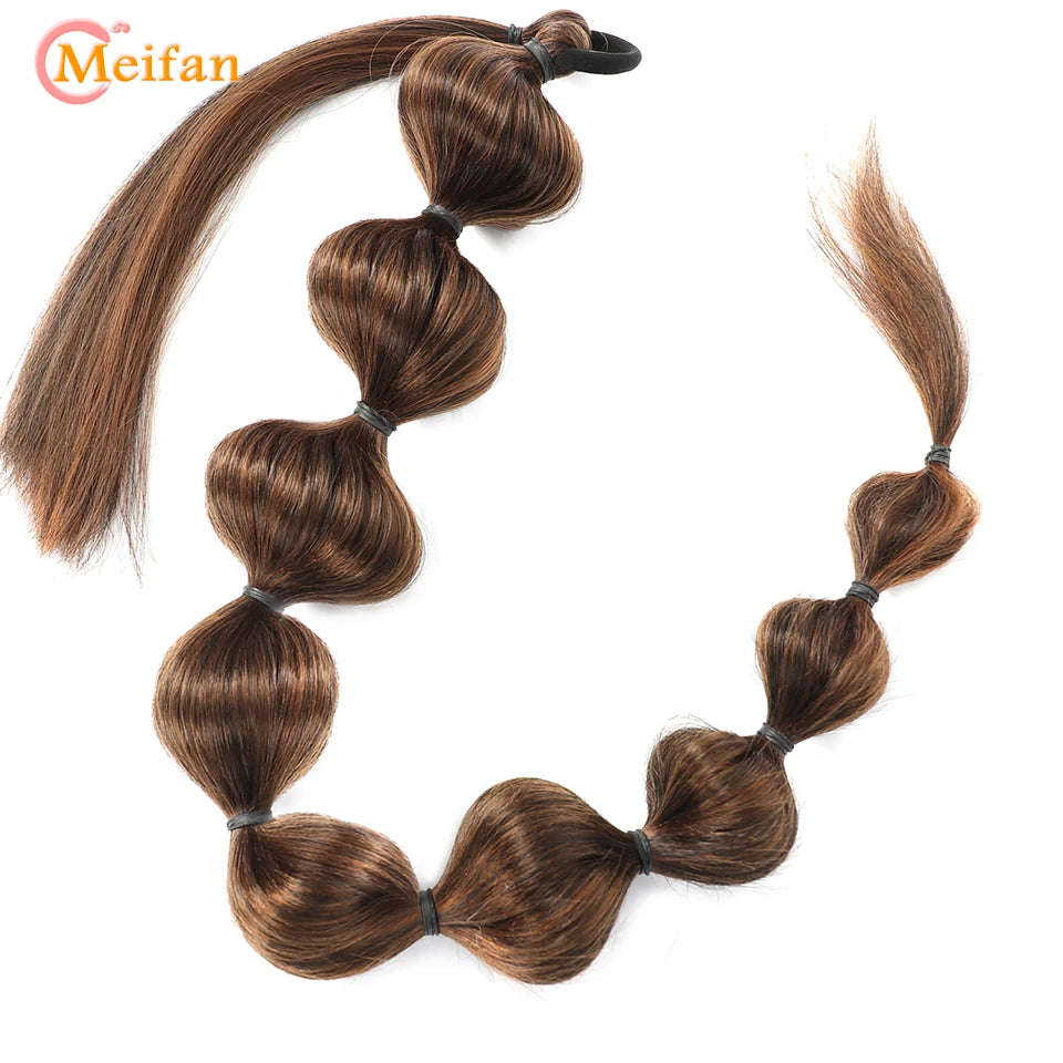 Synthetic Long Bubble Braid Wrap Around Ponytails