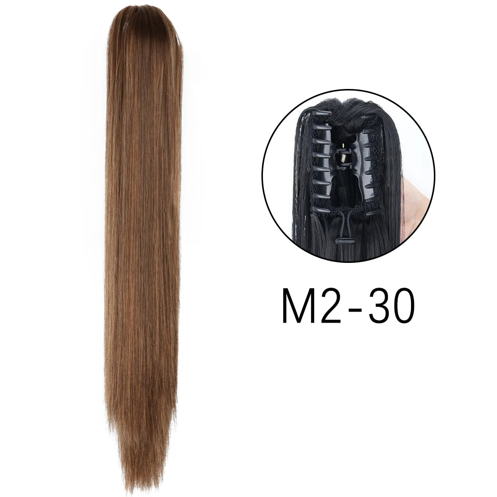 Synthetic Long Straight Claw Clip On 24Inch Ponytail