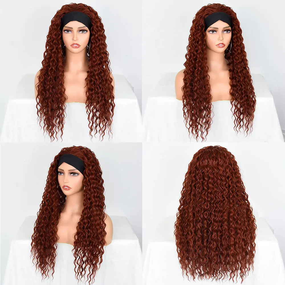Synthetic Deep Water Wave  Headband Wig - Various Colors Available