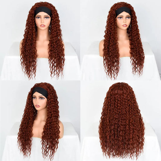 Synthetic Deep Water Wave  Headband Wig - Various Colors Available