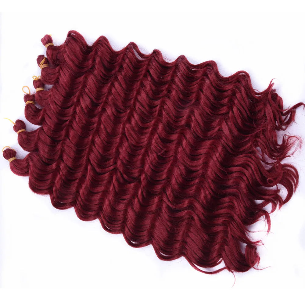 Ombre Deep Water Wave Bulk Crochet Synthetic Hair - Various Colors Available