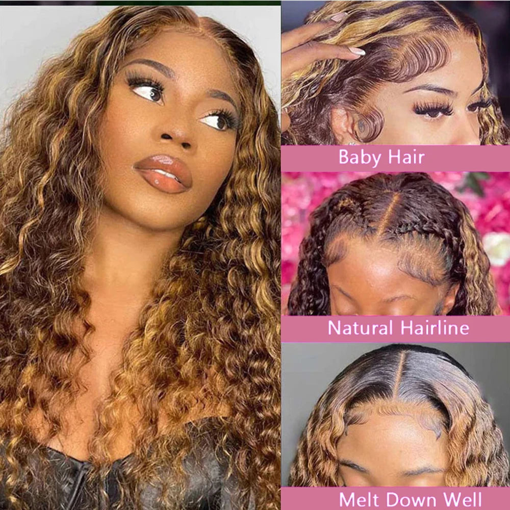 Deep Wave Ombre Highlight - Glueless Lace Frontal Human Hair Ready To Wear Wig