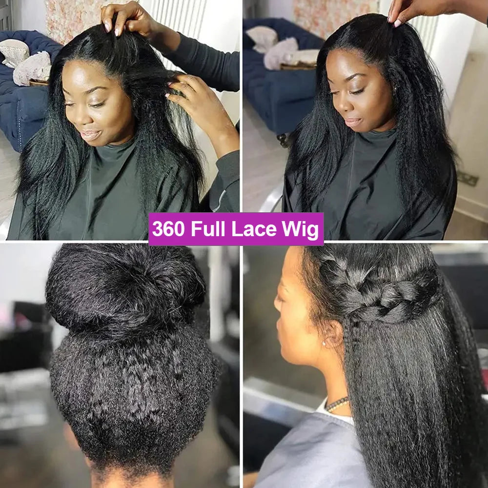 Kinky Yaki Straight - Pre Plucked HD Lace Front Human Hair Wig