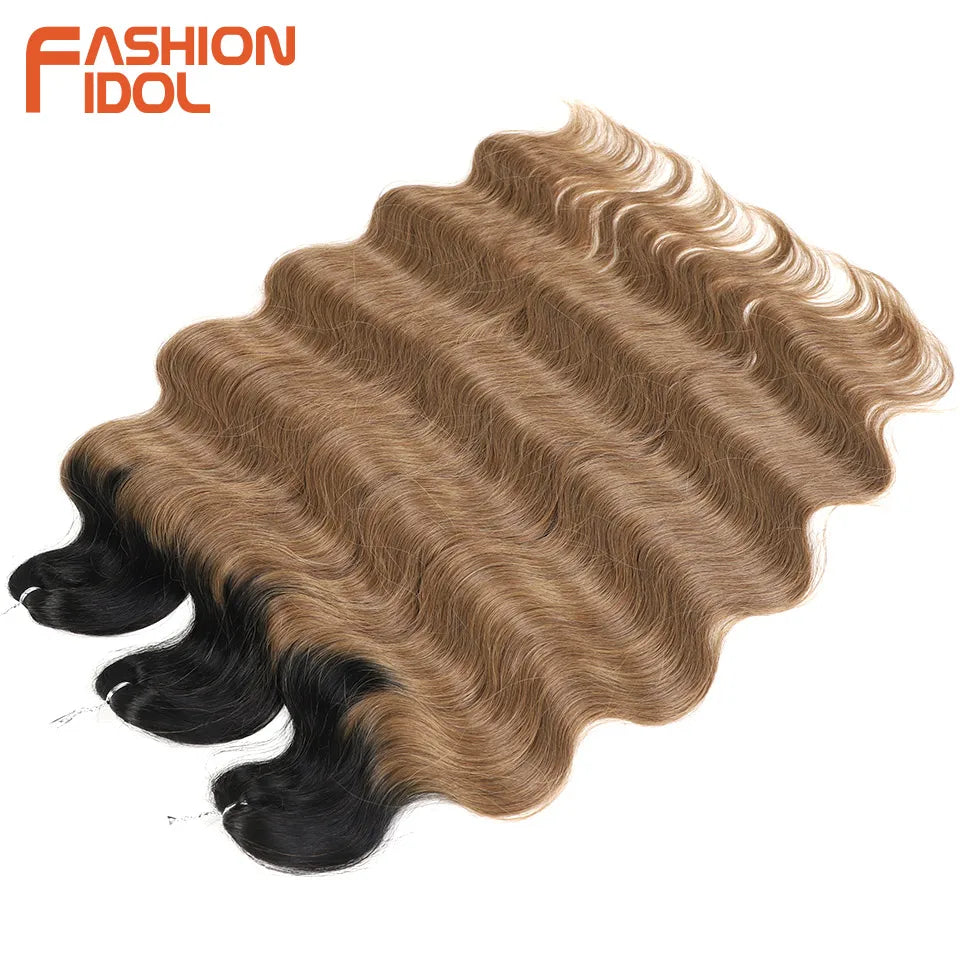 Ombre Body Wave Crochet Hair 24 Inch Long Synthetic Hair - Various Colors Available