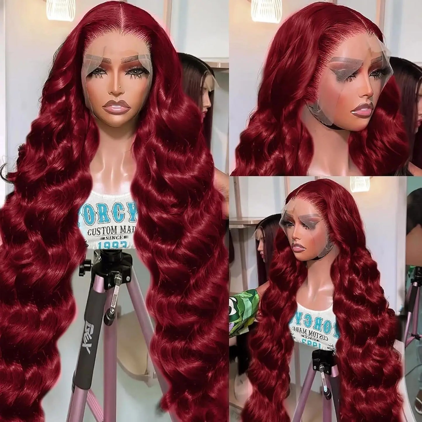 Burgundy Body Wave - HD Transparent Lace Front Human Hair Wig