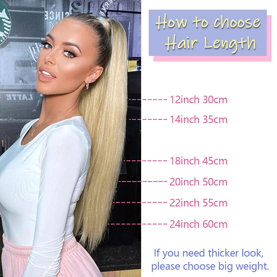 Straight Human Hair Wrap Around Ponytails