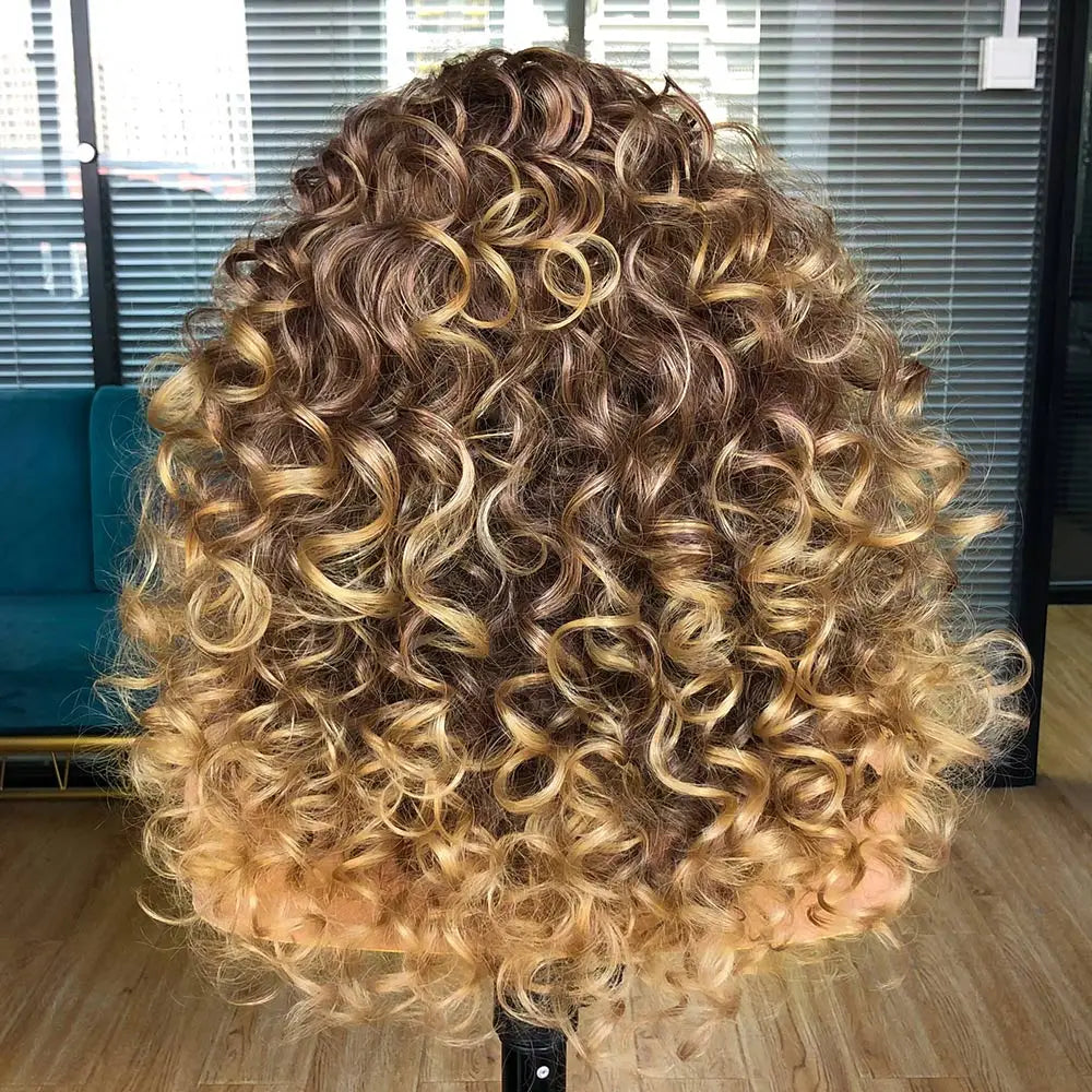Curly Synthetic Wig with Bangs - Various Color Available