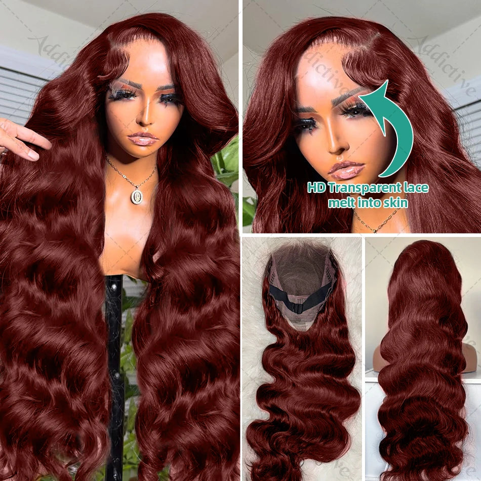 Reddish Brown Body Wave - Pre Plucked HD Frontal Lace Human Hair Wig