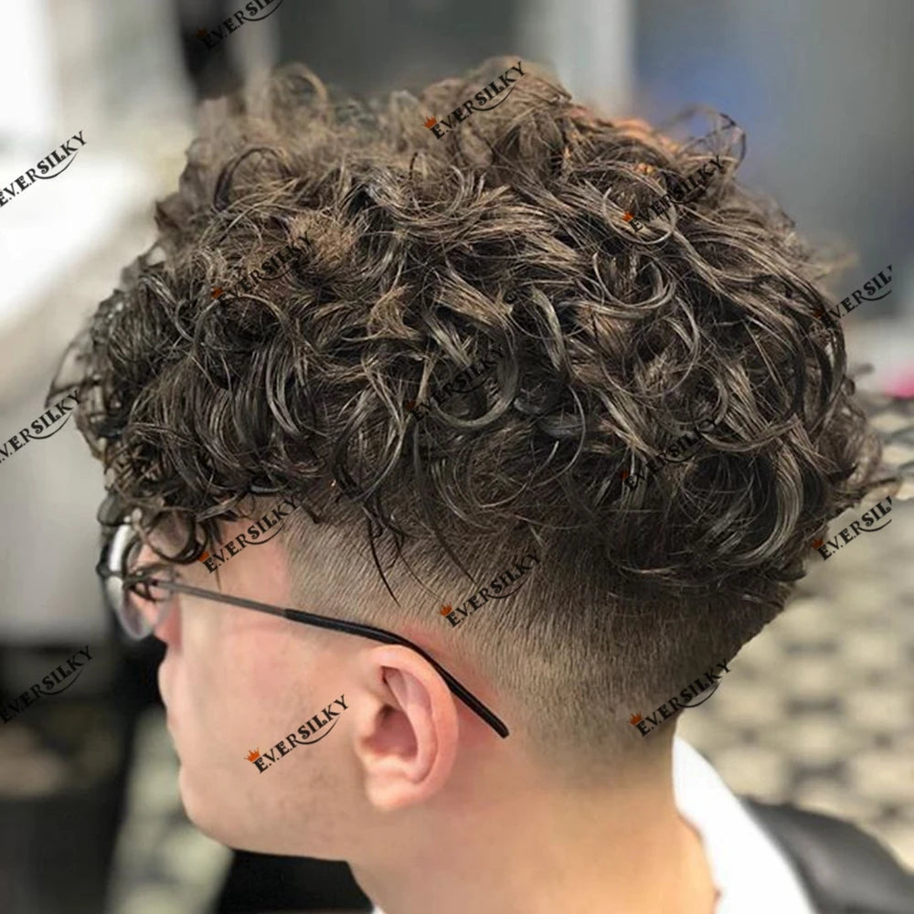 Full Skin Base 20mm Curly Human Hair- Durable Prosthesis System With Natural Frontline - Various Colors Available