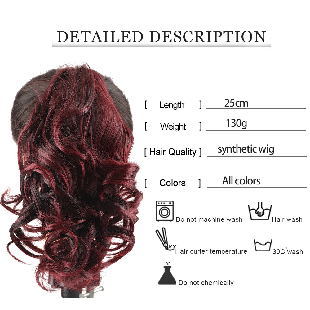 Synthetic Claw Clip In Short Curly Ponytails