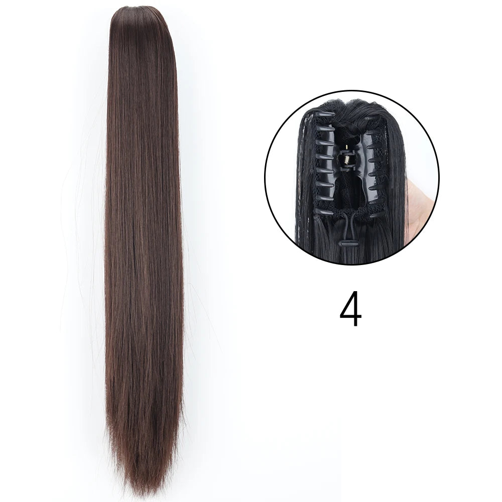 Synthetic Long Straight Claw Clip On 24Inch Ponytail