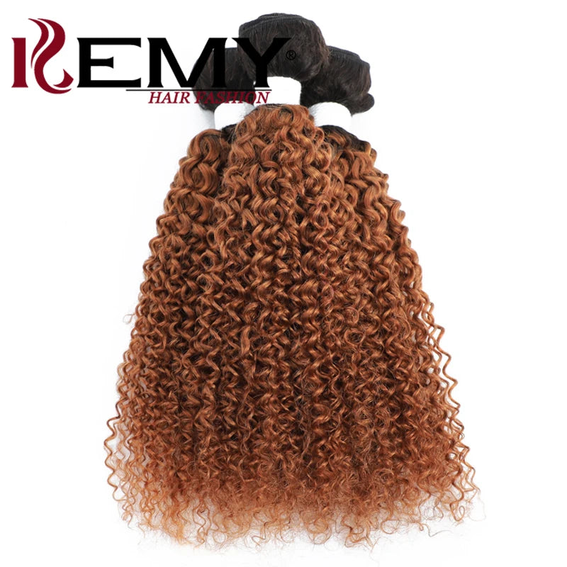 Brazilian Kinky Curly Human Hair Bundles - Various Ombre Brown Colors