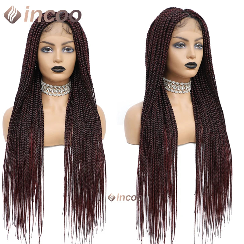 36" Full Lace Front Synthetic Box Braided Knotless Wigs - Various Colors Available