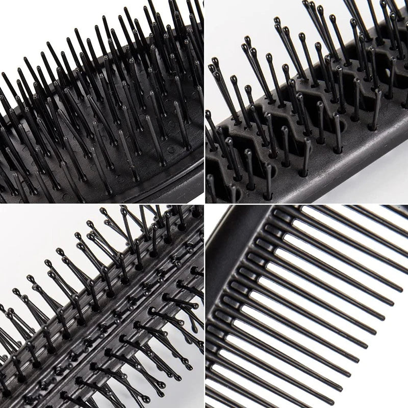 5-Pack Comb Brush Set with Mirror Hair Brush Holder Professional Massage Comb Cosmetic Hair Styling Tool Set