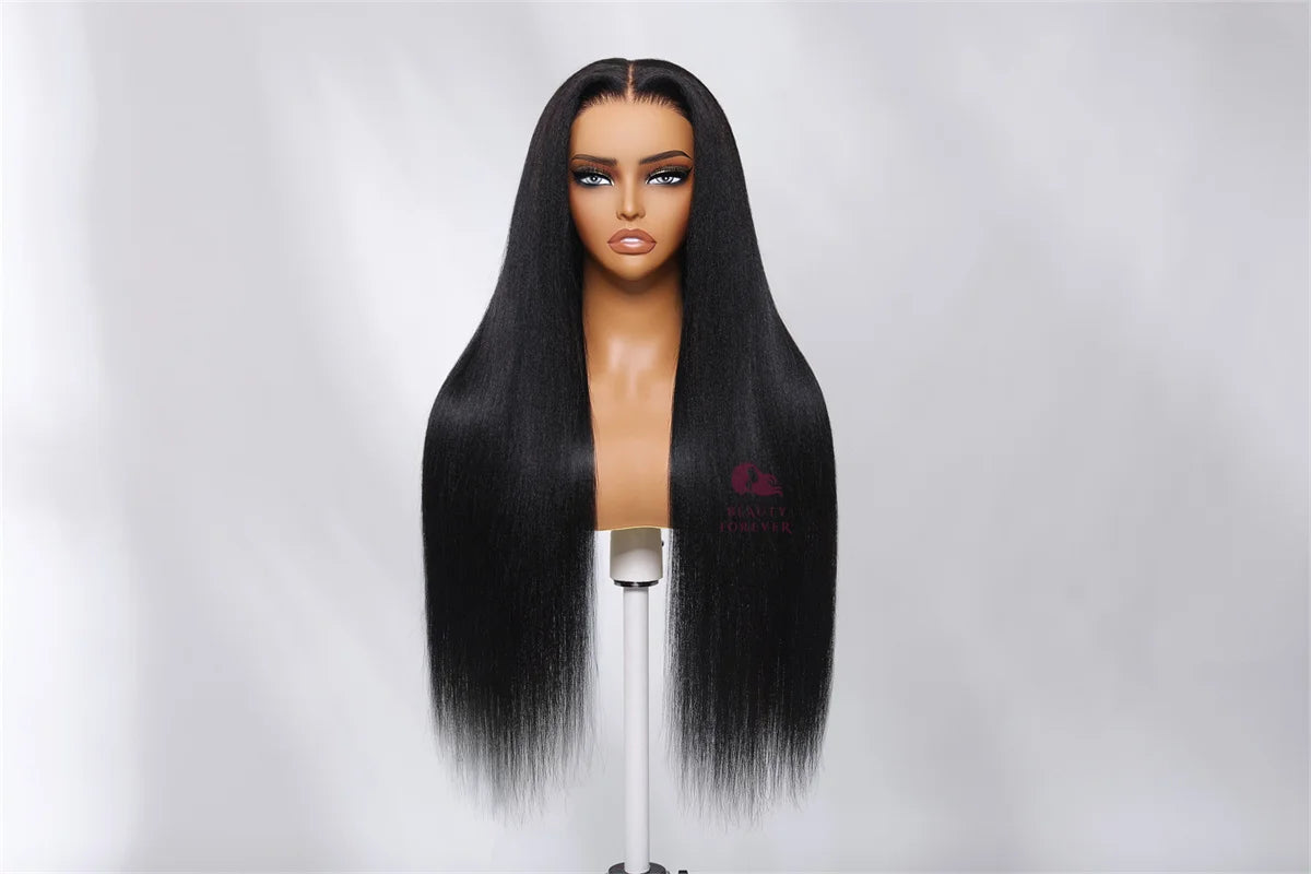 Yaki Straight - Elastic Drawstring Glueless Human Hair 7x5 Bye Bye Knots Wear and Go Wig