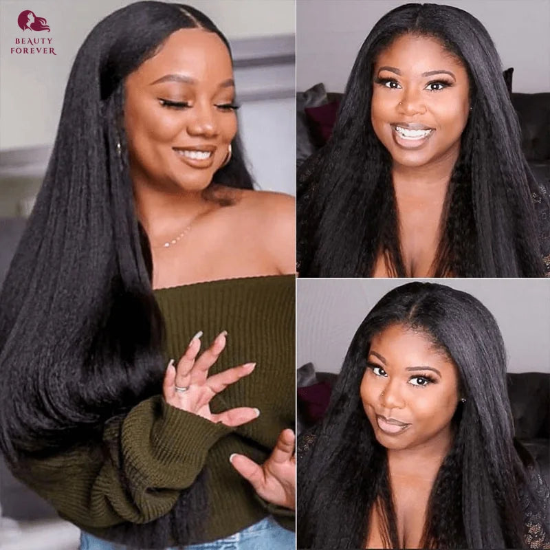 Yaki Straight - Elastic Drawstring Glueless Human Hair 7x5 Bye Bye Knots Wear and Go Wig