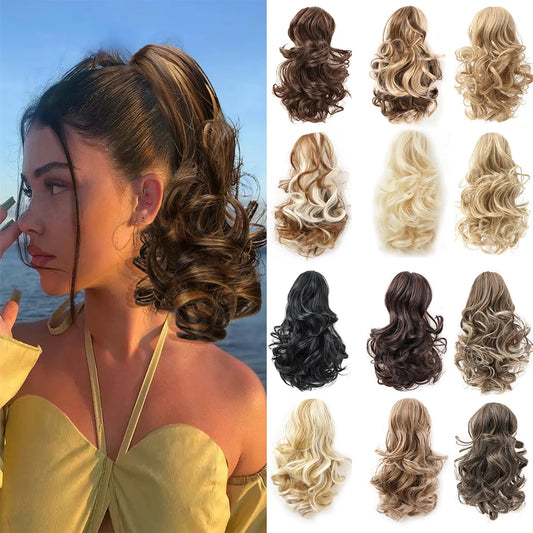 Short Synthetic Curly Claw Clip On Ponytails