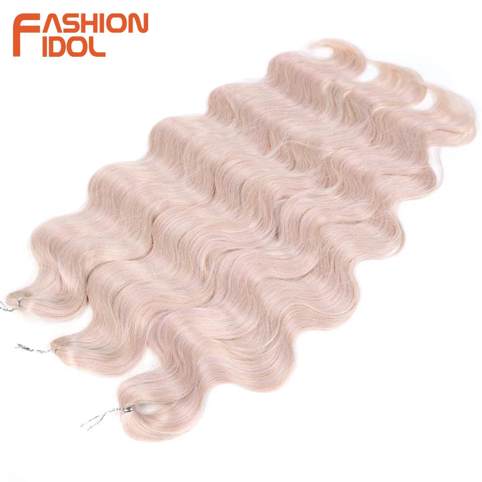 Ombre Body Wave Crochet Hair 24 Inch Long Synthetic Hair - Various Colors Available