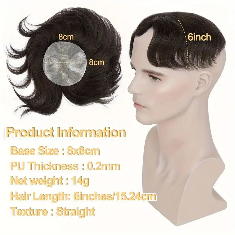 Side or Back Hair Patches Hairpiece for Men, Thin Skin, Toupee Patch, 8cm x 8cm - Various Options Available