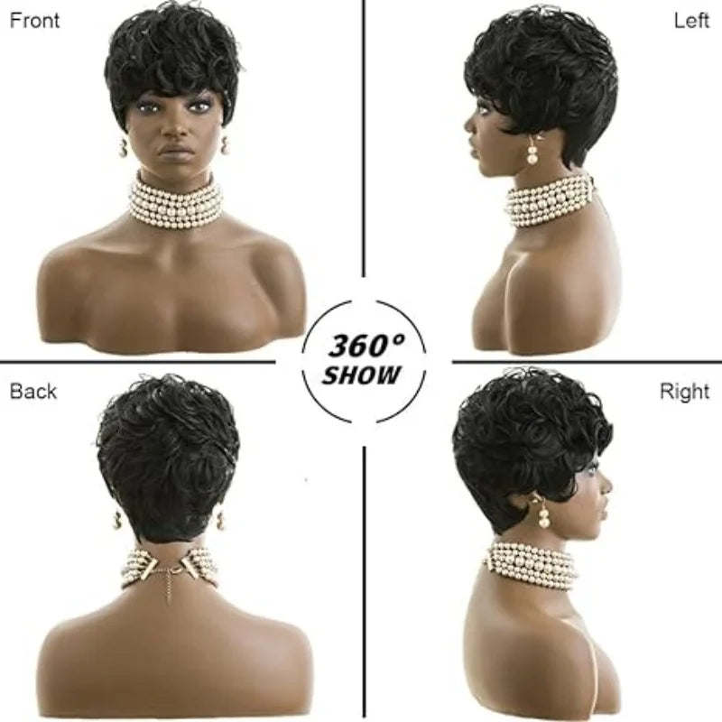 Short Curly Pixie - Synthetic Hair Wigs In Various Colors