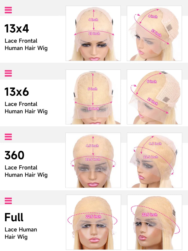 Blonde Bone Straight - 360 Pre Plucked Full Lace Frontal Human Hair Wig