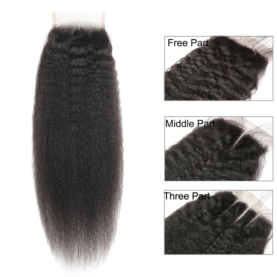 Raw Indian Yaki Straight 3 Bundles With HD Frontal Closure Human Hair Bundles