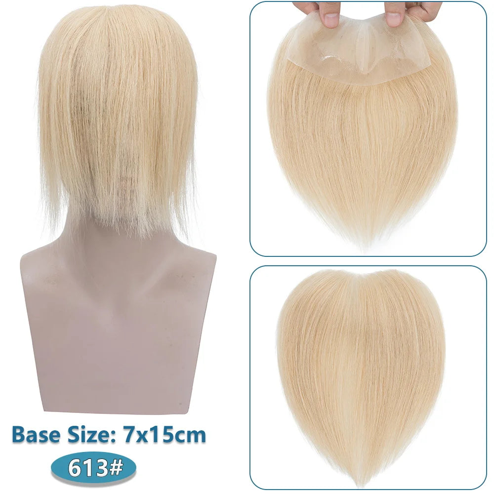 7X15cm Frontal - Straight Human Hair Replacement Topper - Various Options Available