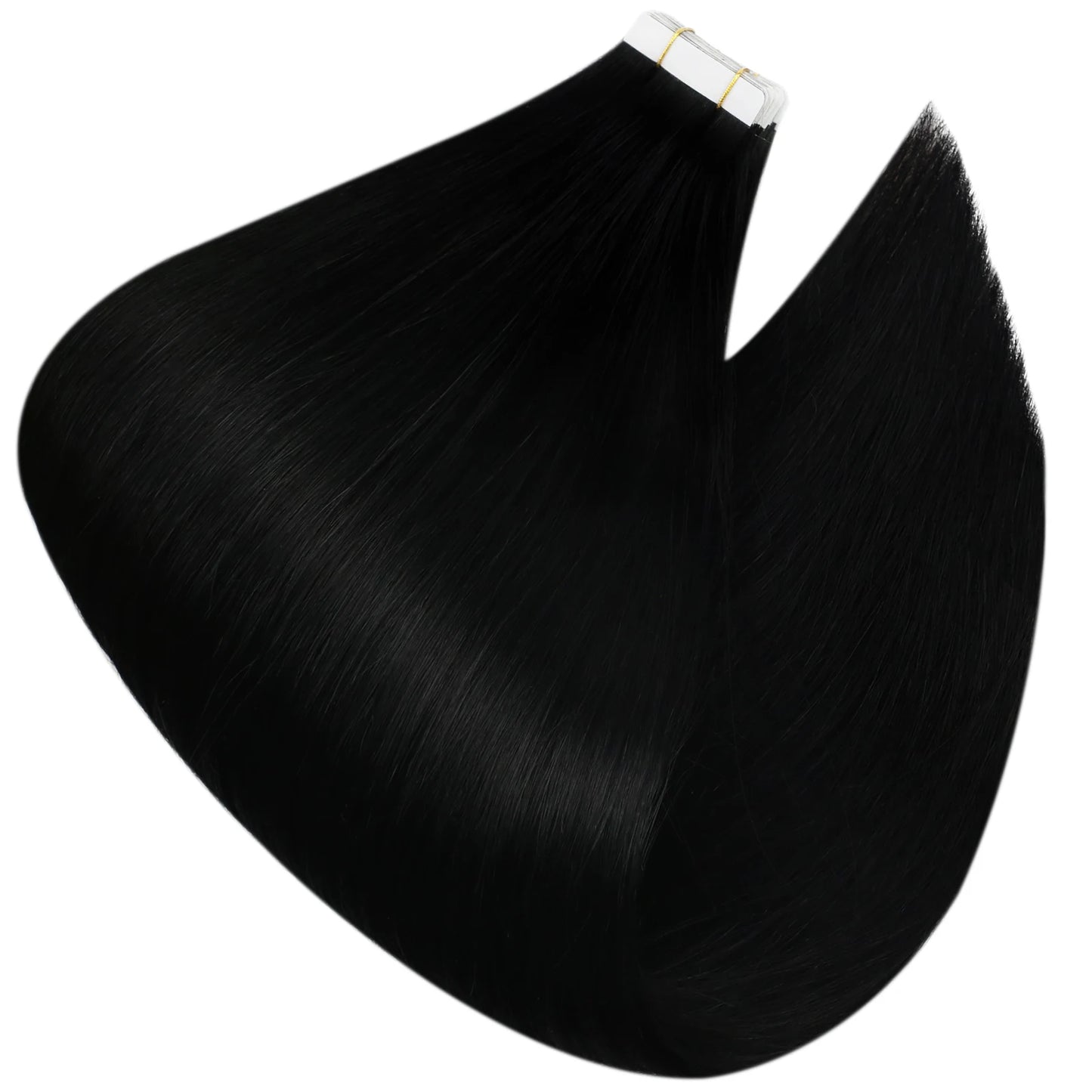 Jet Black Straight Human Hair Tape - In Extensions - Seamless Invisible