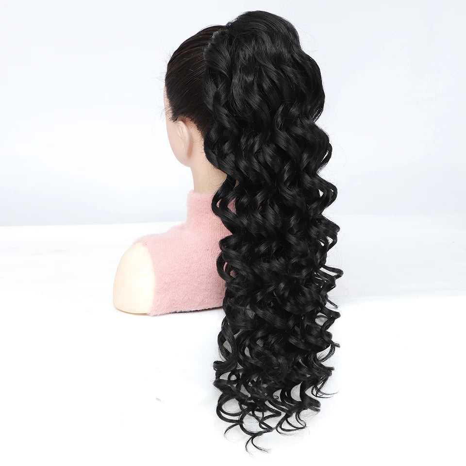 24inch Synthetic Drawstring Curly Ponytail With secure Clip
