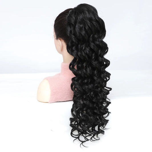 24inch Synthetic Drawstring Curly Ponytail With secure Clip