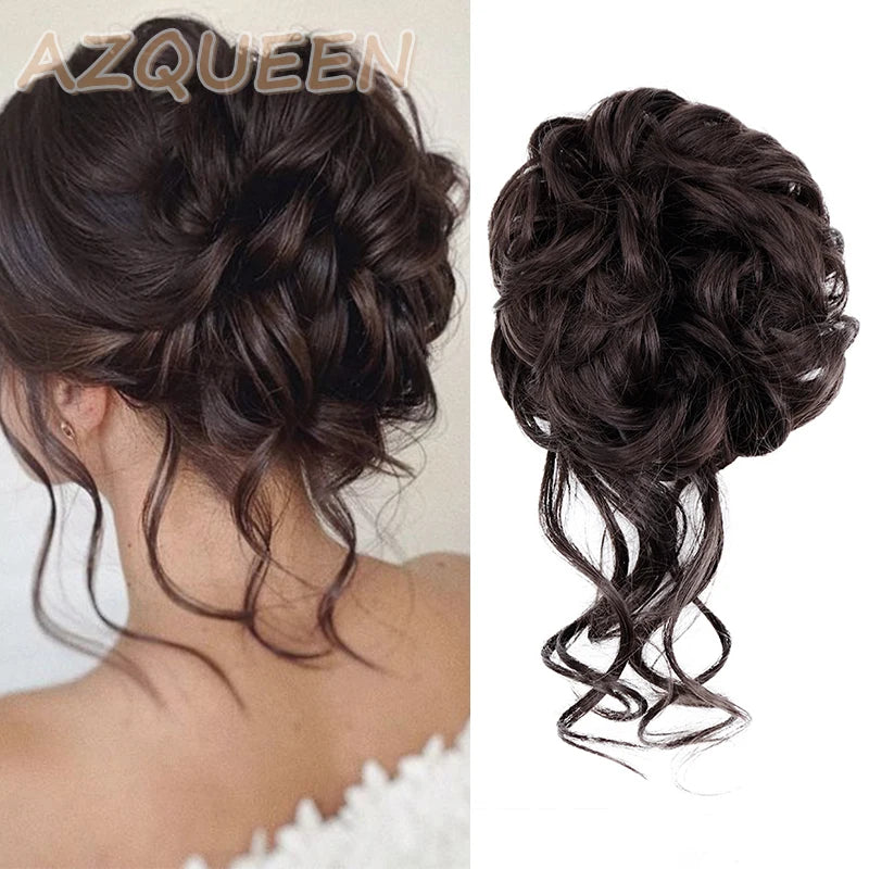 Synthetic Culrly Messy Ponytail Updo Bun with Elastic Band/Scrunchy