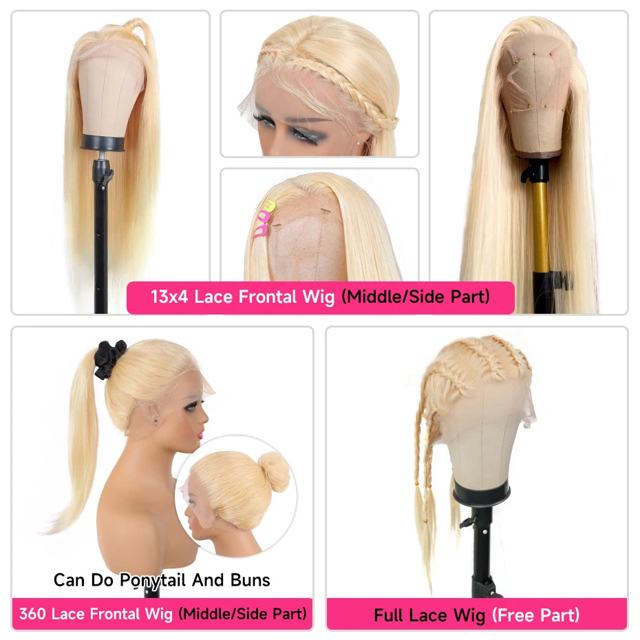 Blonde Bone Straight - 360 Pre Plucked Full Lace Frontal Human Hair Wig