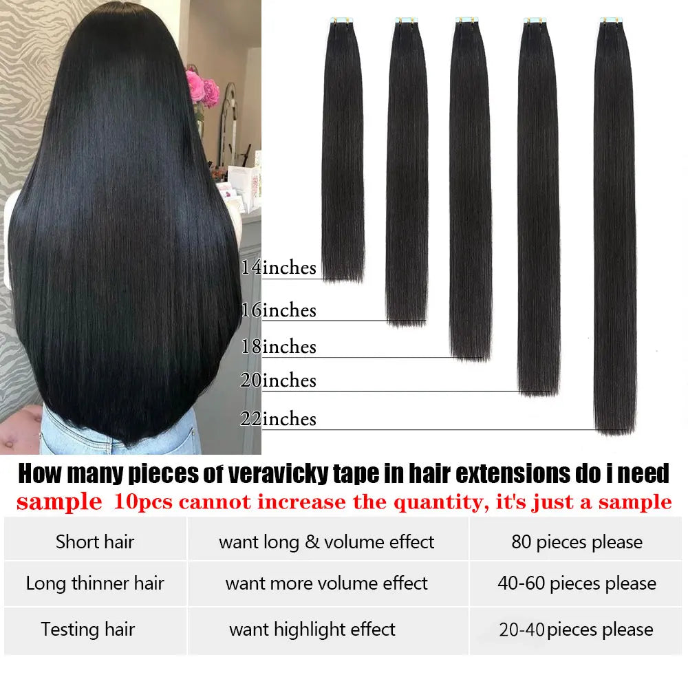 Straight Natural Remy Human Hair Tape Ins