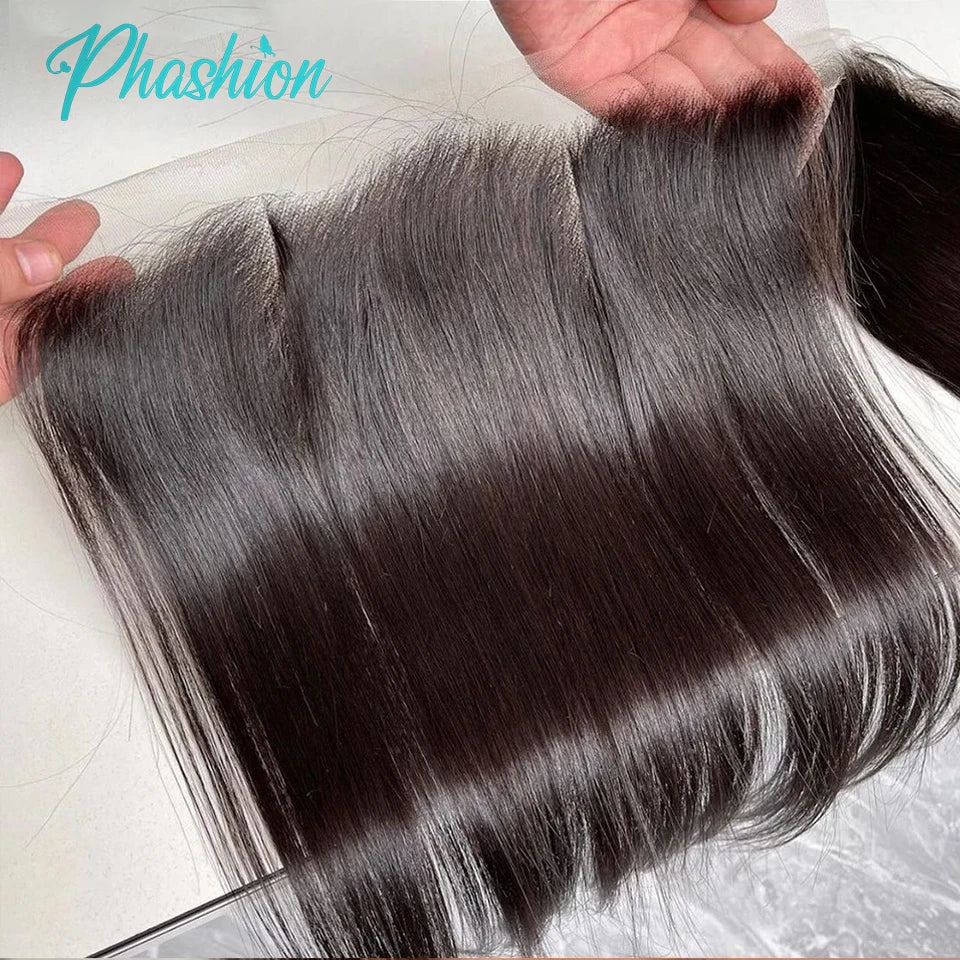 Pre Plucked Swiss HD Transparent 100% Human Hair Frontal or Closures With Body Wave or Straight Options