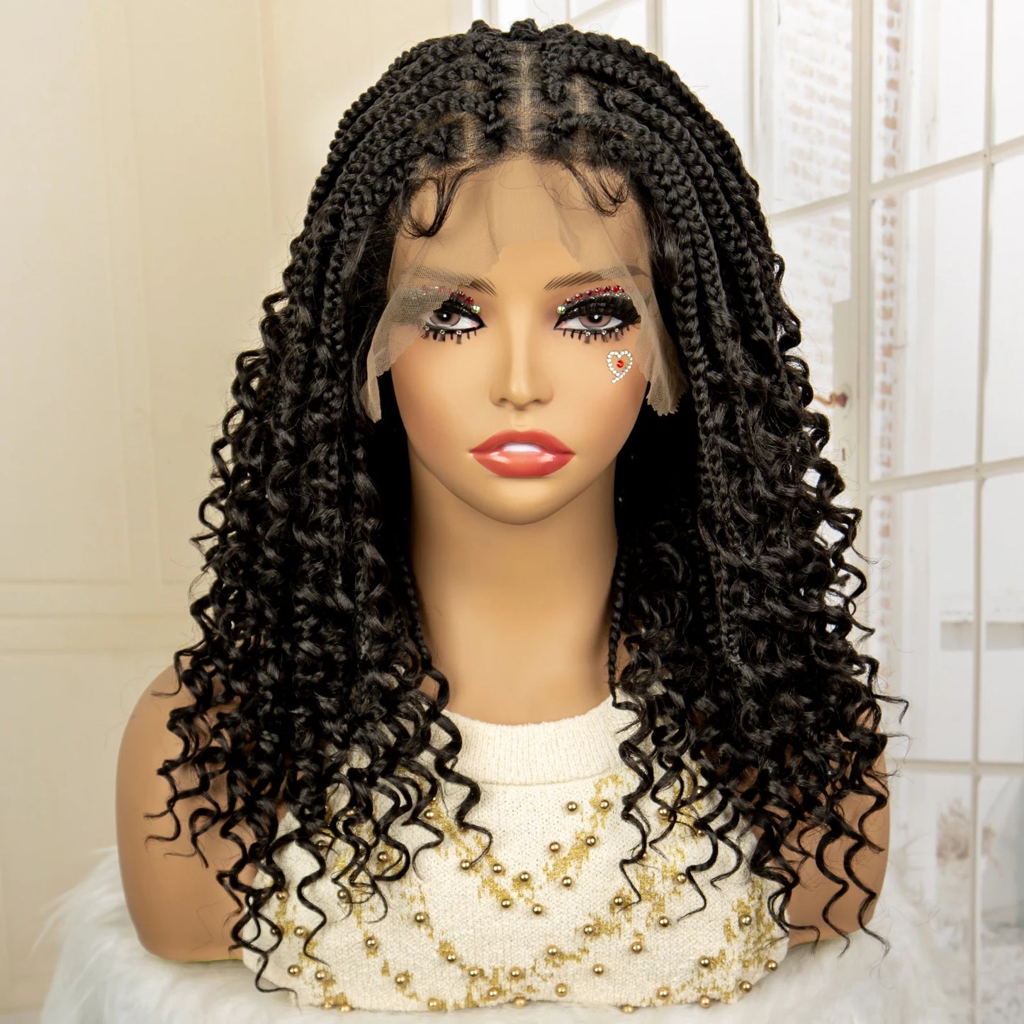 14 Inches Short Box Braided Full Lace Synthetic Boho Wigs  - Various Colors Available