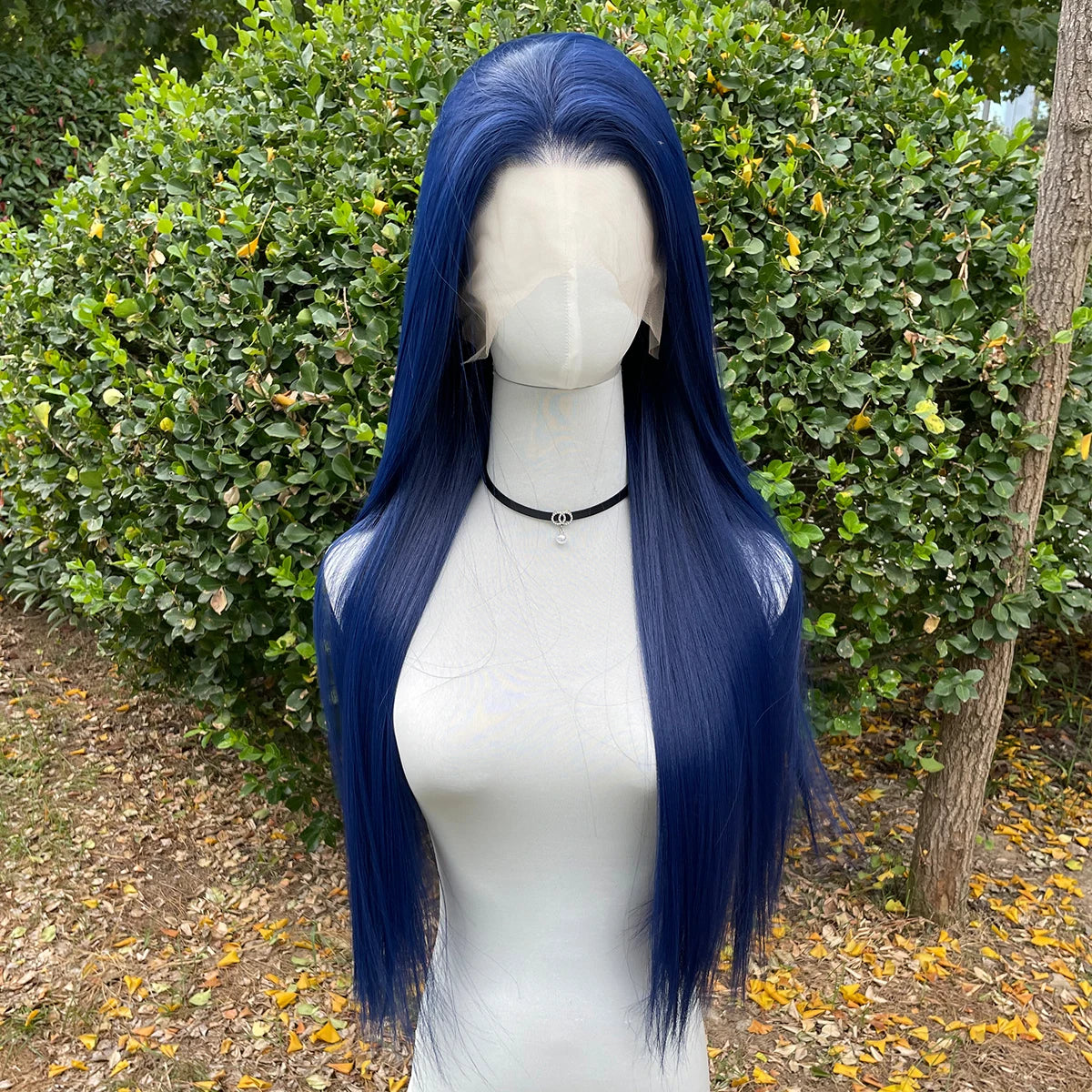 Dark Blue 13X4 Synthetic Long Sliky Straight Lace Wig