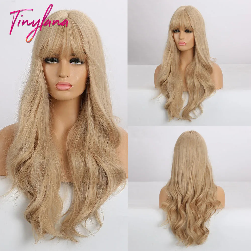 Long Curly Wavy Cosplay Synthetic Wigs With Bangs - Various Colors Available
